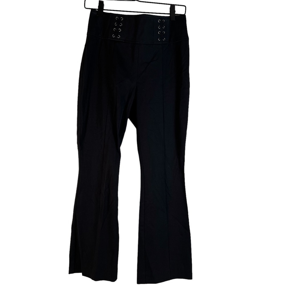 Anthropologie Womens Essential Crop Flare Pants Blue Mid Rise Side Zipper 4